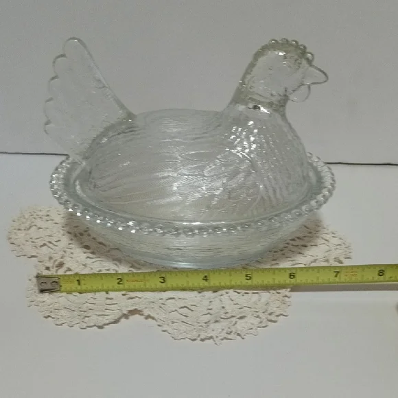 Vintage Indiana Glass Clear Hen on Nest Dish - Picture 5 of 5